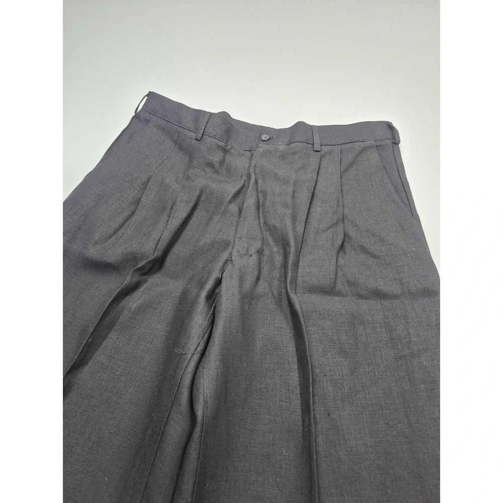 VTG Millenia Suit Mens L Black 100% Linen 2 Piece 36x36 USA NWT Unhemmed Summer